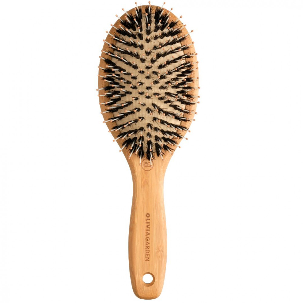 Haarbürste Aus Bambusholz – Mit Gummikissen, 25 Cm Paddelbürste, Antistatisch, Schonend Für Haar & Kopfhaut